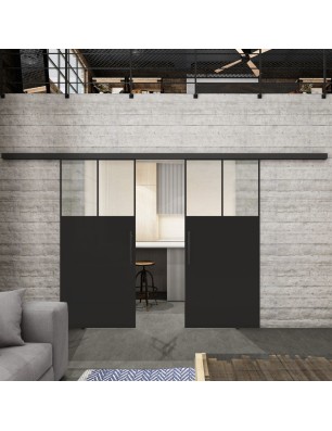 Glasschiebetür BLACK-LINE Loft Schwarzlack 25 Blickdicht