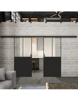 Glasschiebetür BLACK-LINE Loft Schwarzlack 26 Blickdicht