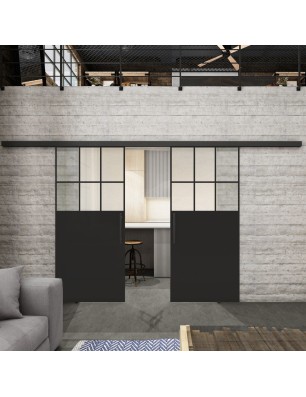 Glasschiebetür BLACK-LINE Loft Schwarzlack 27 Blickdicht