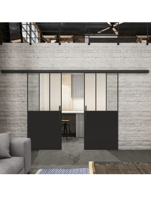 Glasschiebetür BLACK-LINE Loft Schwarzlack 30 Blickdicht