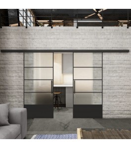 Glasschiebetür BLACK-LINE Loft Schwarzlack 31 Blickdicht