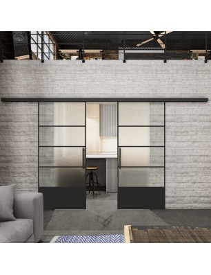Glasschiebetür BLACK-LINE Loft Schwarzlack 31 Blickdicht