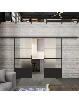 Glasschiebetür BLACK-LINE Loft Schwarzlack 32 Blickdicht