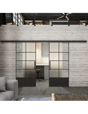 Glasschiebetür BLACK-LINE Loft Schwarzlack 34 Blickdicht