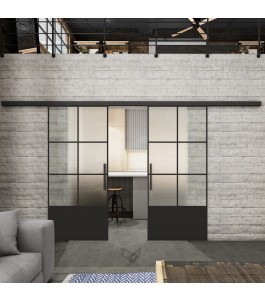 Glasschiebetür BLACK-LINE Loft Schwarzlack 35 Blickdicht