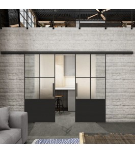 Glasschiebetür BLACK-LINE Loft Schwarzlack 36 Blickdicht
