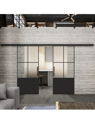 Glasschiebetür BLACK-LINE Loft Schwarzlack 36 Blickdicht
