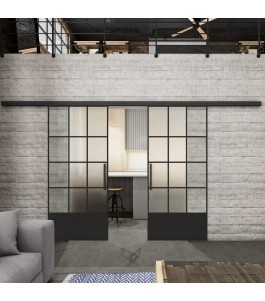 Glasschiebetür BLACK-LINE Loft Schwarzlack 37 Blickdicht