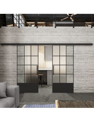 Glasschiebetür BLACK-LINE Loft Schwarzlack 37 Blickdicht