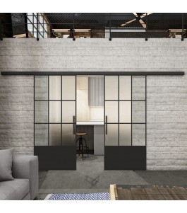 Glasschiebetür BLACK-LINE Loft Schwarzlack 38 Blickdicht