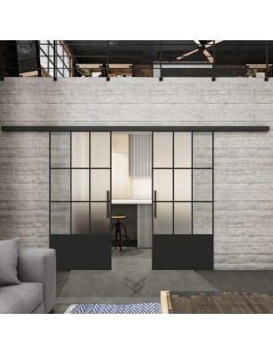 Glasschiebetür BLACK-LINE Loft Schwarzlack 38 Blickdicht