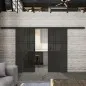 Glasschiebetür BLACK-LINE Loft Schwarzlack 20 Auf Grauglas