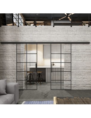 Glasschiebetür BLACK-LINE Loft Schwarzlack 05 Auf Klarglas