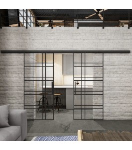 Glasschiebetür BLACK-LINE Loft Schwarzlack 19 Auf Klarglas
