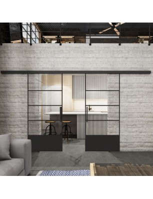 Glasschiebetür BLACK-LINE Loft Schwarzlack 31 Auf Klarglas