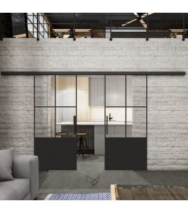 Glasschiebetür BLACK-LINE Loft Schwarzlack 36 Auf Klarglas
