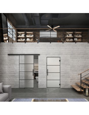 Glasschiebetür BLACK-LINE Loft Schwarzlack 02 Blickdicht
