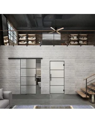 Glasschiebetür BLACK-LINE Loft Schwarzlack 02 Blickdicht