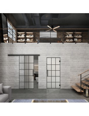 Glasschiebetür BLACK-LINE Loft Schwarzlack 09 Blickdicht
