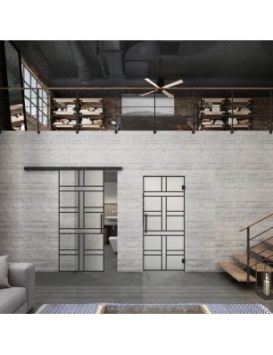 Glasschiebetür BLACK-LINE Loft Schwarzlack 13 Blickdicht