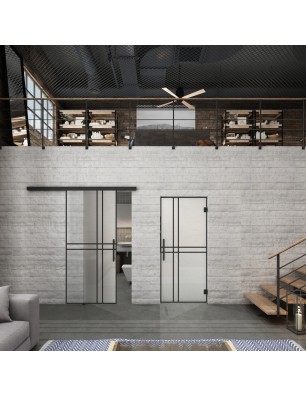 Glasschiebetür BLACK-LINE Loft Schwarzlack 21 Blickdicht