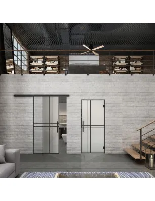 Glasschiebetür BLACK-LINE Loft Schwarzlack 21 Blickdicht