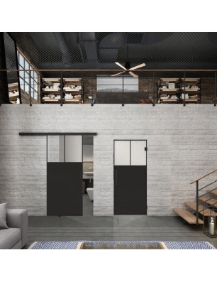 Glasschiebetür BLACK-LINE Loft Schwarzlack 25 Blickdicht