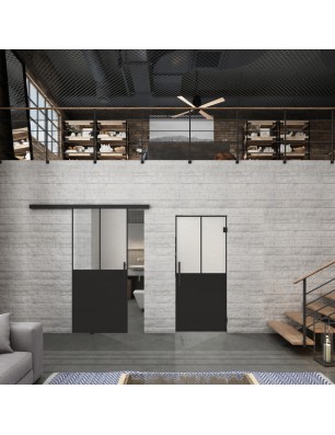 Glasschiebetür BLACK-LINE Loft Schwarzlack 26 Blickdicht
