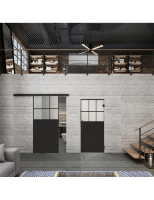 Glasschiebetür BLACK-LINE Loft Schwarzlack 27 Blickdicht