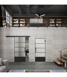 Glasschiebetür BLACK-LINE Loft Schwarzlack 31 Blickdicht
