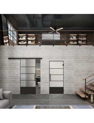 Glasschiebetür BLACK-LINE Loft Schwarzlack 31 Blickdicht