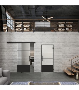 Glasschiebetür BLACK-LINE Loft Schwarzlack 32 Blickdicht