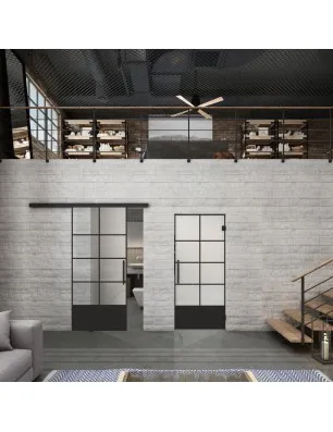 Glasschiebetür BLACK-LINE Loft Schwarzlack 34 Blickdicht