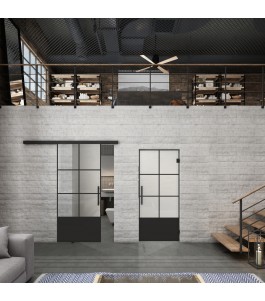 Glasschiebetür BLACK-LINE Loft Schwarzlack 35 Blickdicht