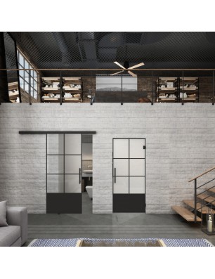 Glasschiebetür BLACK-LINE Loft Schwarzlack 35 Blickdicht