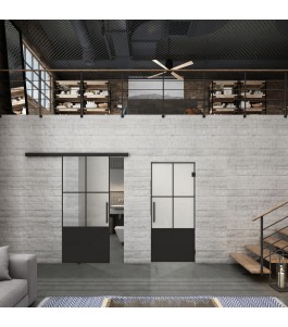 Glasschiebetür BLACK-LINE Loft Schwarzlack 36 Blickdicht
