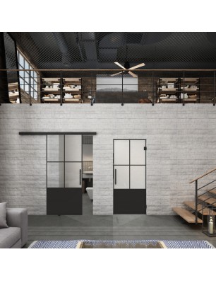 Glasschiebetür BLACK-LINE Loft Schwarzlack 36 Blickdicht