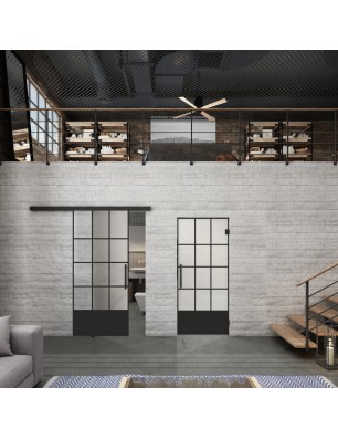 Glasschiebetür BLACK-LINE Loft Schwarzlack 37 Blickdicht