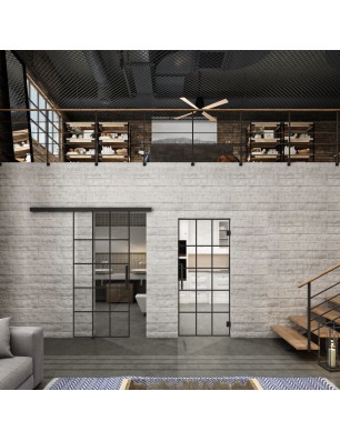 Glasschiebetür BLACK-LINE Loft Schwarzlack 09 Auf Klarglas