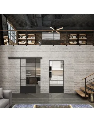 Glasschiebetür BLACK-LINE Loft Schwarzlack 31 Auf Klarglas