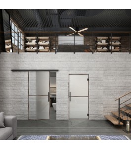 Glasschiebetür BLACK-LINE Loft Rosteisen Genietet 04 Blickdicht