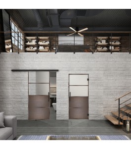 Glasschiebetür BLACK-LINE Loft Rosteisen Genietet 14 Blickdicht