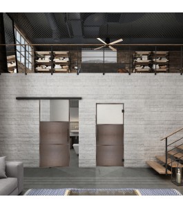 Glasschiebetür BLACK-LINE Loft Rosteisen Genietet 15 Blickdicht