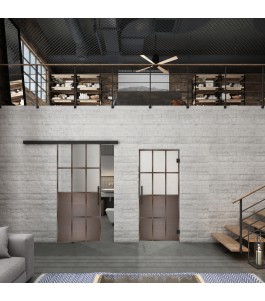 Glasschiebetür BLACK-LINE Loft Rosteisen Genietet 22 Blickdicht