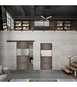 Glasschiebetür BLACK-LINE Loft Rosteisen Genietet 26 Blickdicht