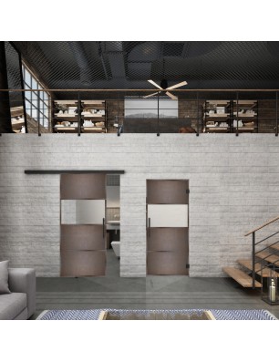 Glasschiebetür BLACK-LINE Loft Rosteisen Genietet 26 Blickdicht