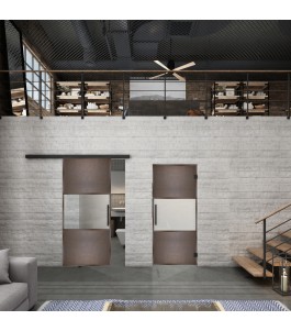 Glasschiebetür BLACK-LINE Loft Rosteisen Genietet 27 Blickdicht