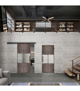 Glasschiebetür BLACK-LINE Loft Rosteisen Genietet 30 Blickdicht