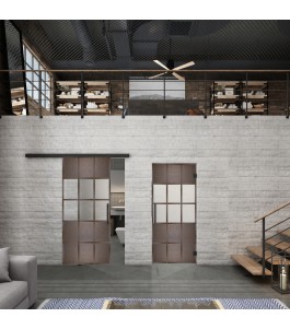 Glasschiebetür BLACK-LINE Loft Rosteisen Genietet 31 Blickdicht
