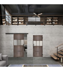 Glasschiebetür BLACK-LINE Loft Rosteisen Genietet 32 Blickdicht